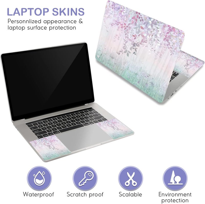 DINKY Laptop Skin Sticker Decal, 12" 13" 13.3" 14" 15" 15.4" 15.6 inch Laptop Universal Reusable Vinyl Skin Stickers Cover Art Decal Notebook PC Personalized Protector-Wildflowers - Image 3